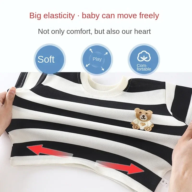 Summer Children Sets Boys Girls Short-sleeved Striped T-shirt +Shorts Set Babies Fashion Round Neck Tracksuits Kids Suits