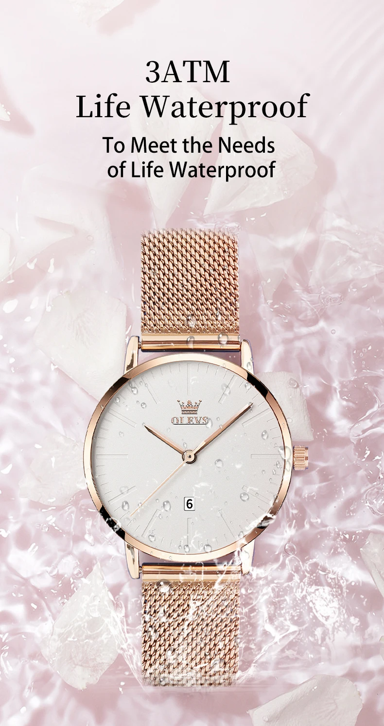 OLEVS Luxury Fashion Watch for Women Rose Gold Waterproof Quartz Ladies Wristwatch Original Simple Women's Watches Montre Femme