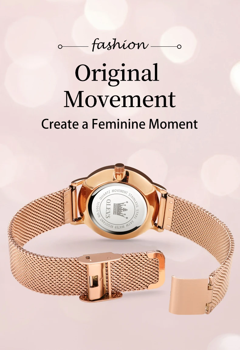 OLEVS Luxury Fashion Watch for Women Rose Gold Waterproof Quartz Ladies Wristwatch Original Simple Women's Watches Montre Femme
