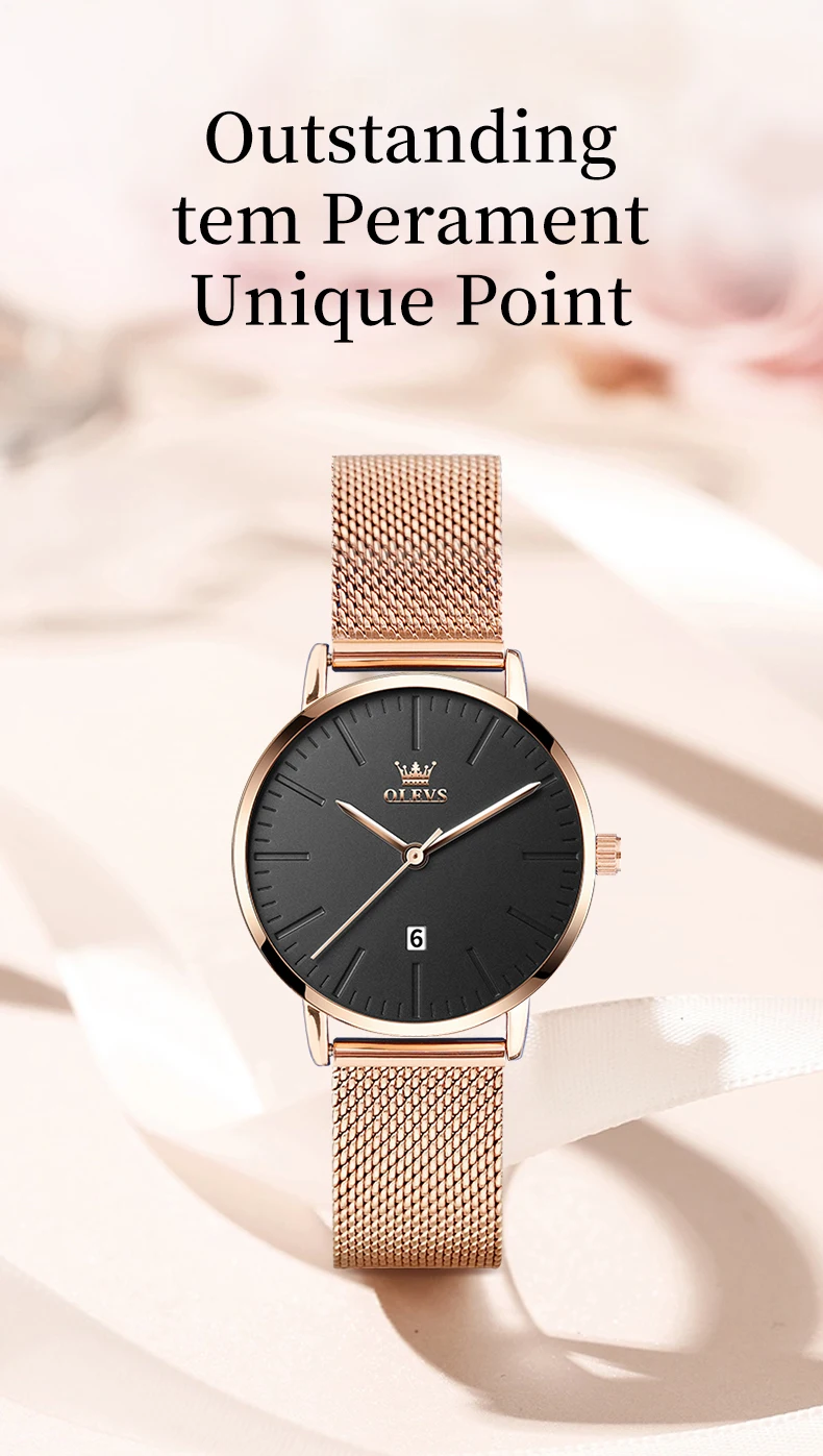 OLEVS Luxury Fashion Watch for Women Rose Gold Waterproof Quartz Ladies Wristwatch Original Simple Women's Watches Montre Femme