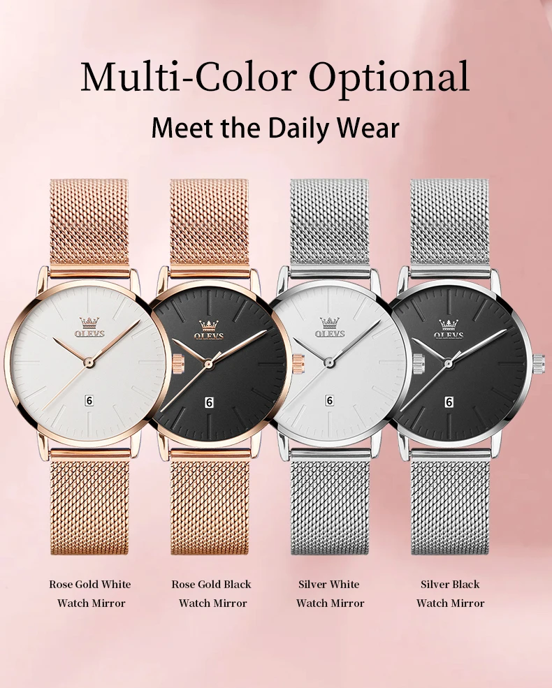 OLEVS Luxury Fashion Watch for Women Rose Gold Waterproof Quartz Ladies Wristwatch Original Simple Women's Watches Montre Femme
