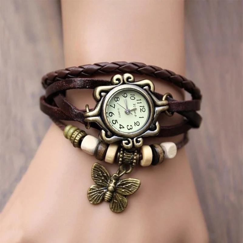 Alternative view of Antique Women Watch Leather Wrapped Bracelet Women Quartz Wristwatch Ladies Clock Gift Watch relojes de mujer