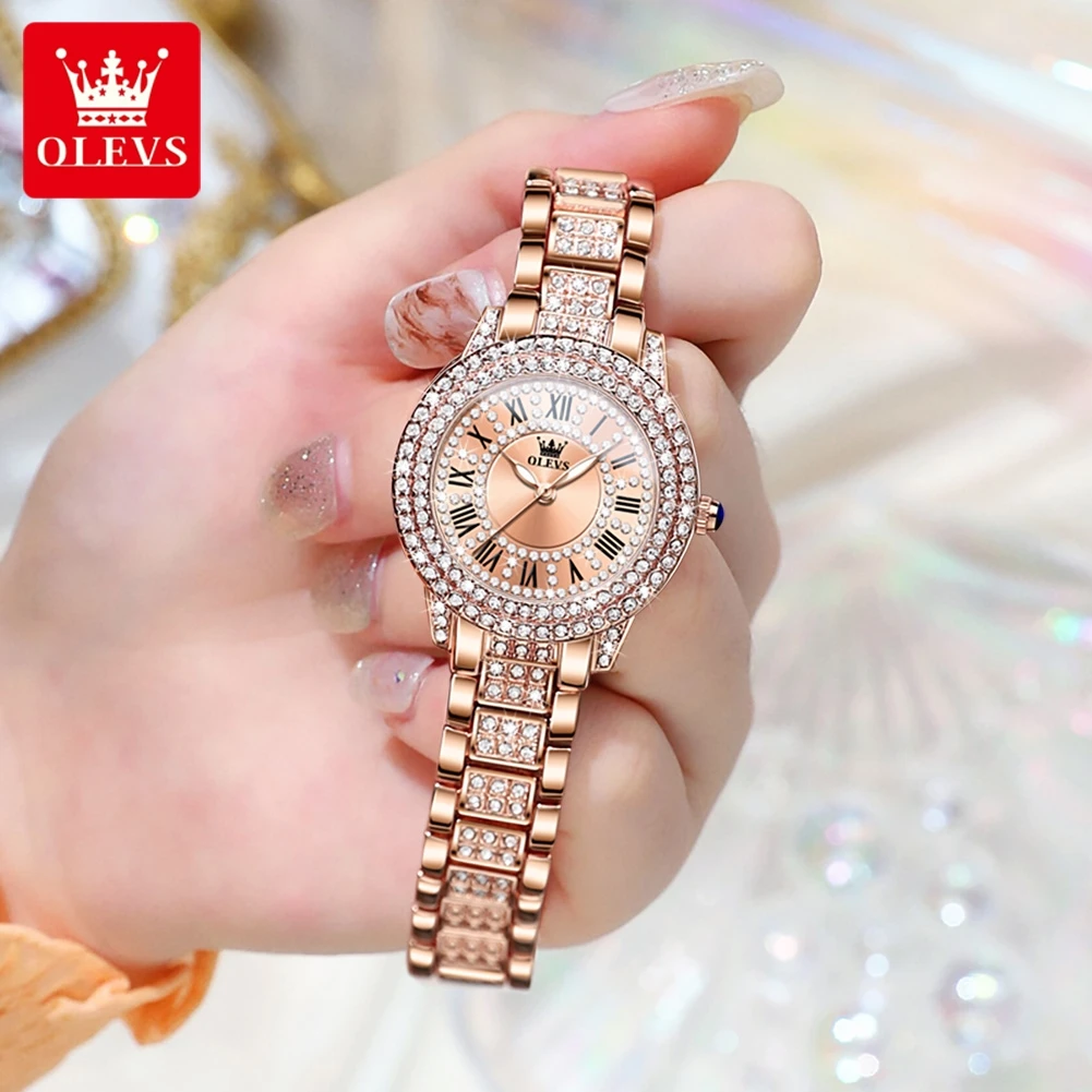 Alternative view of OLEVS Original Diamond Watch for Women Fashion Elegant Stainless Steel Waterproof Quartz Wristwatch Luxury Ladies Dress Watches