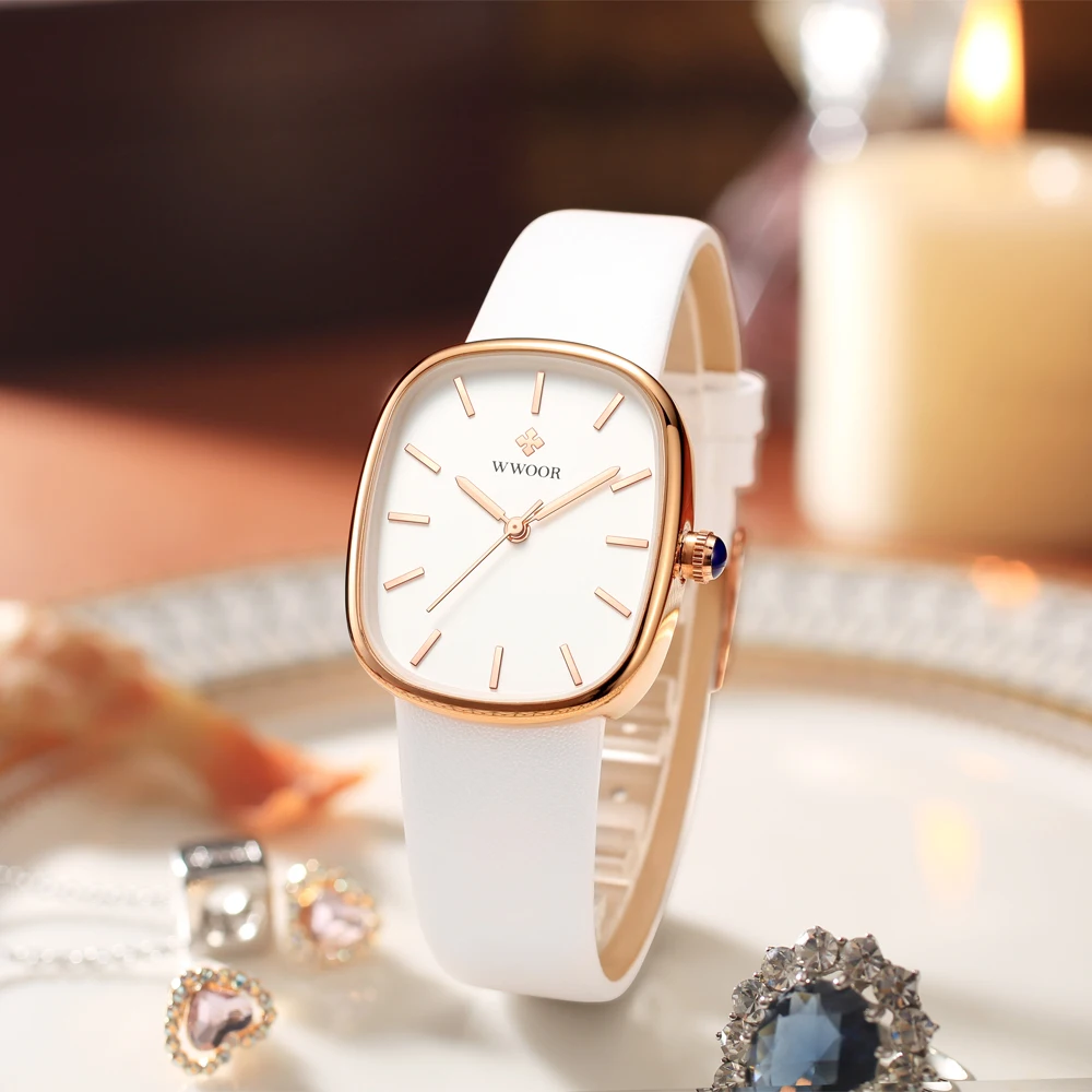 Alternative view of WWOOR 2024 Women Watch Fashion Leather Quartz Bracelet Watch Top Brand Luxury Waterproof Ladies Wristwatch Montre Femme Feminino