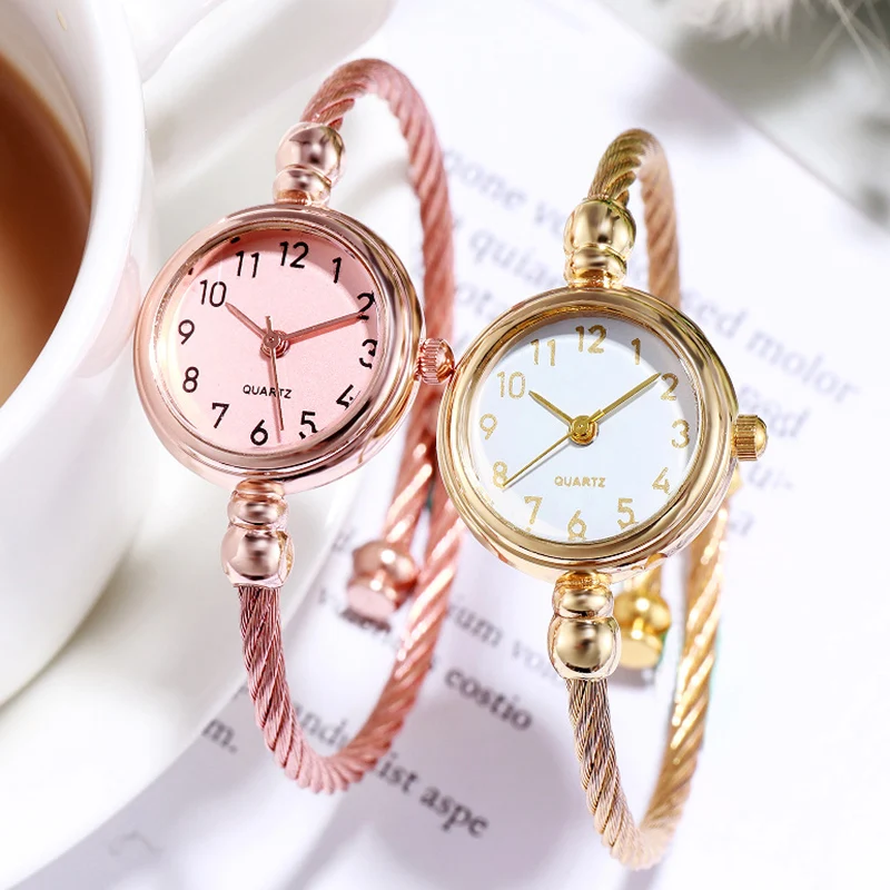 YIKAZE Women Watches Small Gold Bangle Bracelet Watch Stainless Steel Retro Ladies Quartz Wristwatch Clock Fashion Dress Watch
