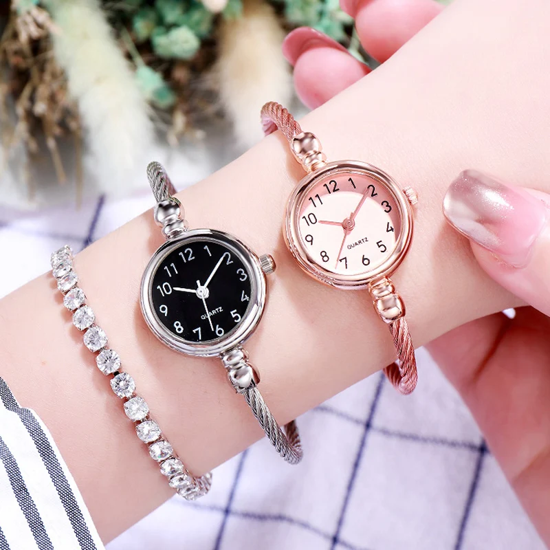 YIKAZE Women Watches Small Gold Bangle Bracelet Watch Stainless Steel Retro Ladies Quartz Wristwatch Clock Fashion Dress Watch