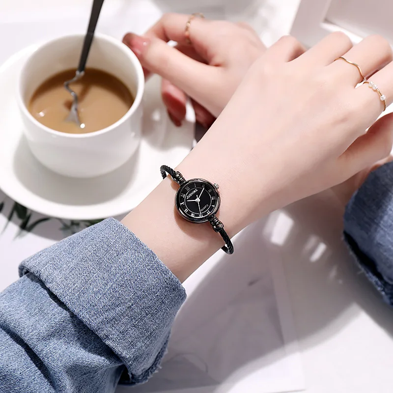 YIKAZE Women Watches Small Gold Bangle Bracelet Watch Stainless Steel Retro Ladies Quartz Wristwatch Clock Fashion Dress Watch