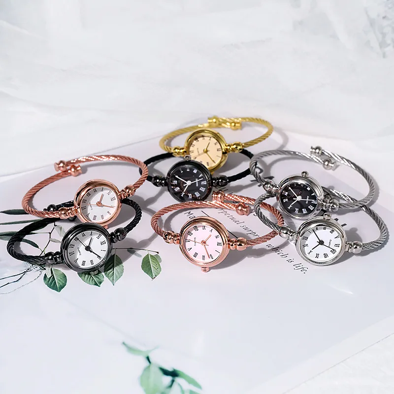 YIKAZE Women Watches Small Gold Bangle Bracelet Watch Stainless Steel Retro Ladies Quartz Wristwatch Clock Fashion Dress Watch