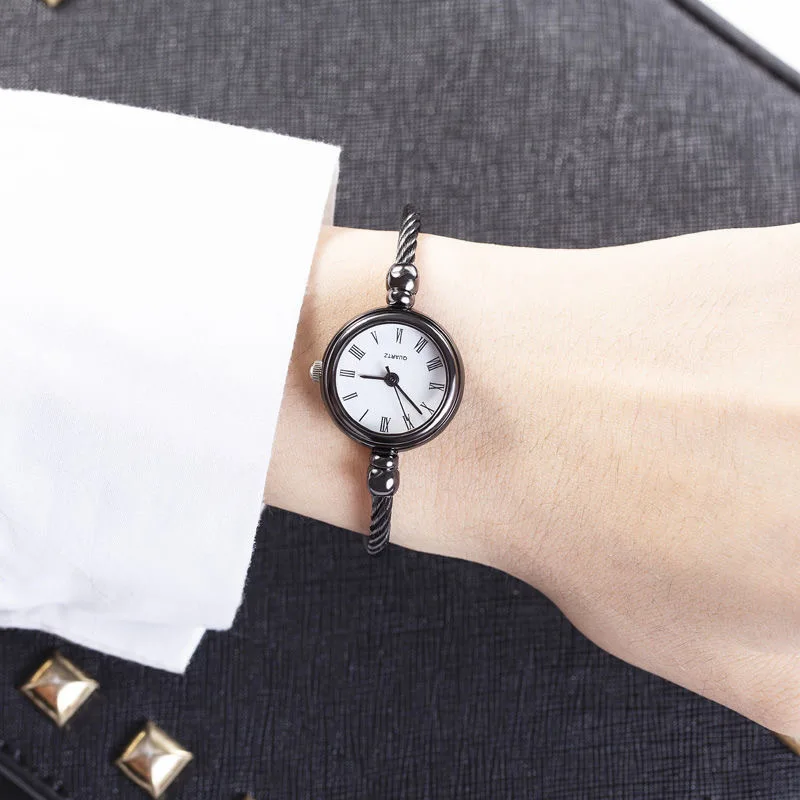 YIKAZE Women Watches Small Gold Bangle Bracelet Watch Stainless Steel Retro Ladies Quartz Wristwatch Clock Fashion Dress Watch