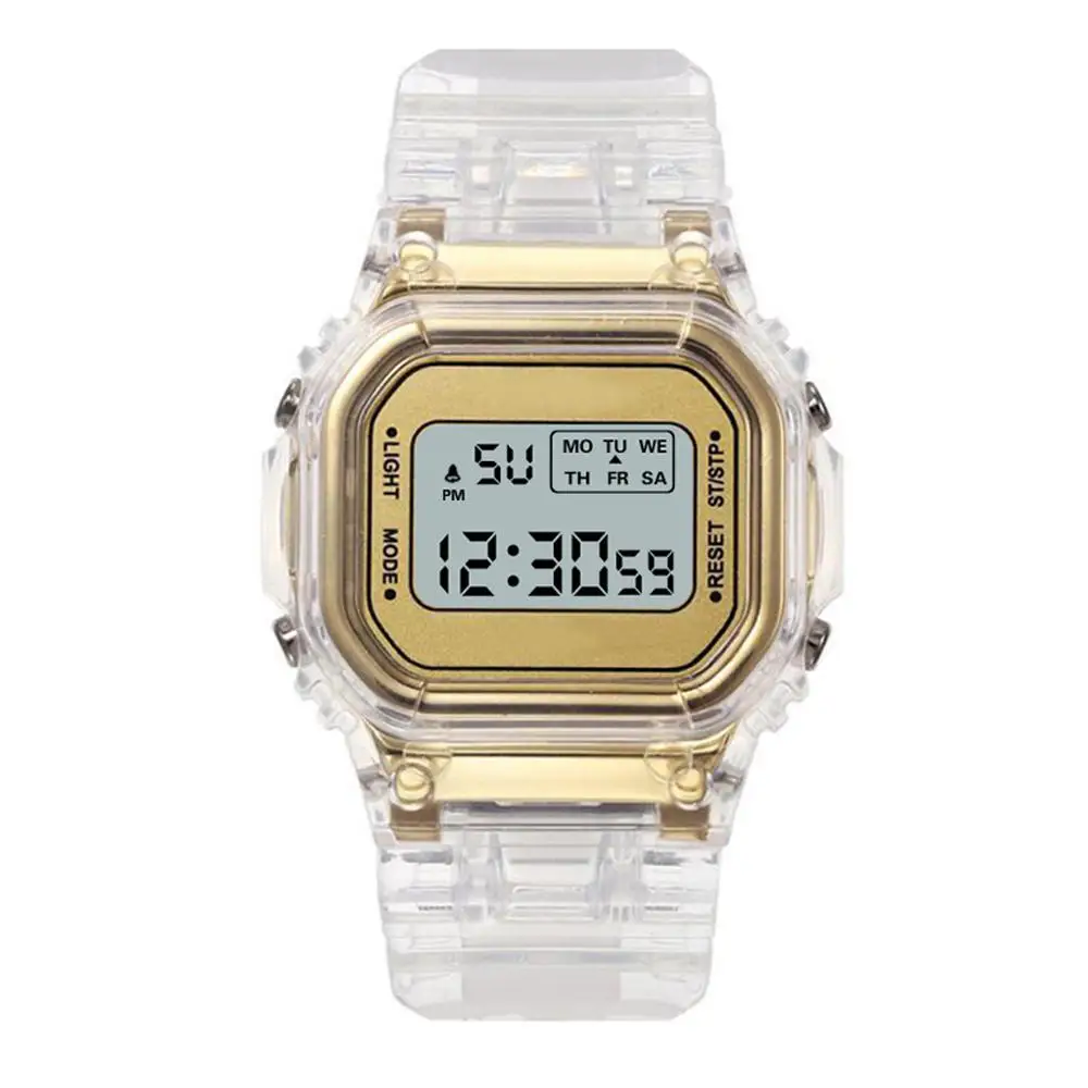 Alternative view of Fashion Men Women Watches Gold Casual Transparent Digital Sport Watch Lover's Gift Clock Children Kid's Wristwatch Female Clock