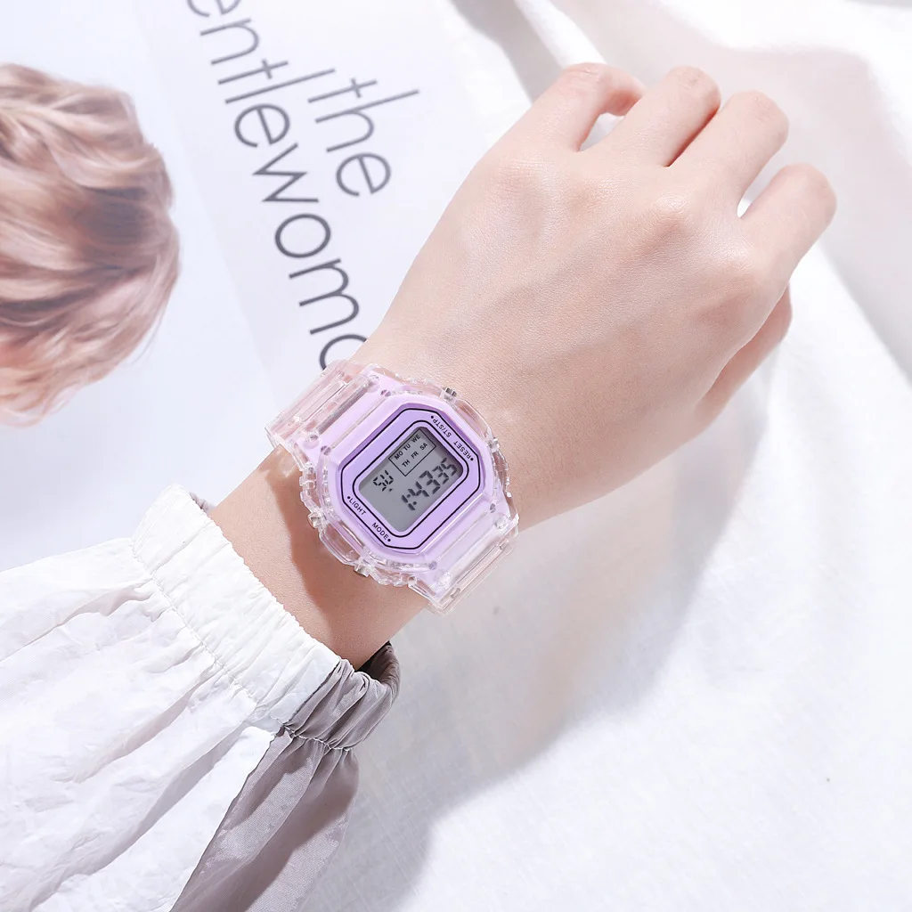 Fashion Men Women Watches Gold Casual Transparent Digital Sport Watch Lover's Gift Clock Children Kid's Wristwatch Female Clock