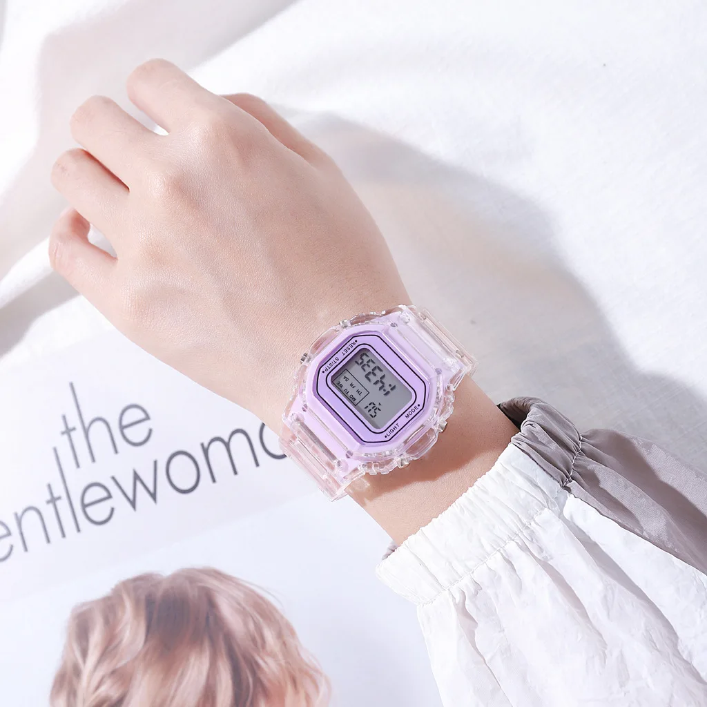 Fashion Men Women Watches Gold Casual Transparent Digital Sport Watch Lover's Gift Clock Children Kid's Wristwatch Female Clock