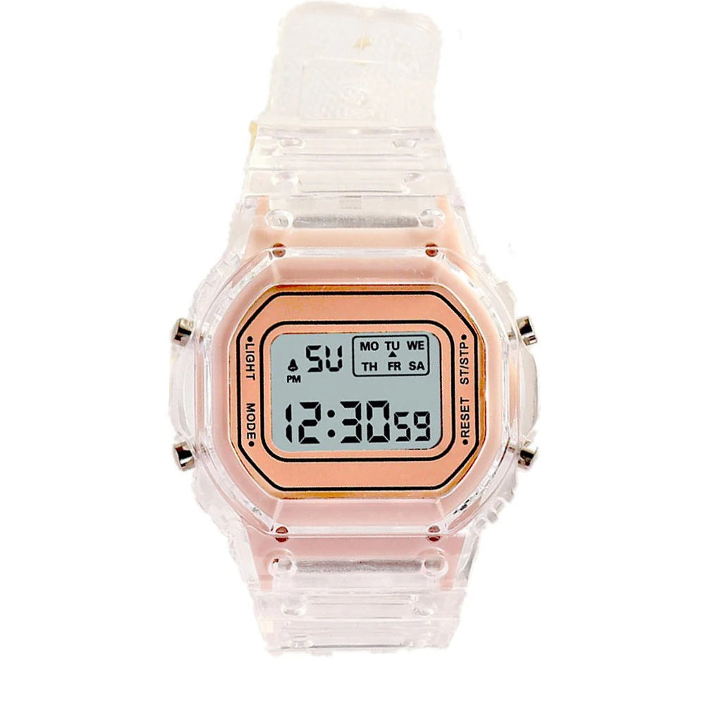 Fashion Men Women Watches Gold Casual Transparent Digital Sport Watch Lover's Gift Clock Children Kid's Wristwatch Female Clock