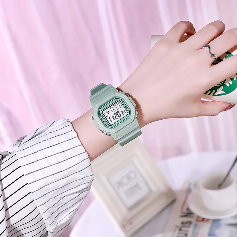 Fashion Men Women Watches Gold Casual Transparent Digital Sport Watch Lover's Gift Clock Children Kid's Wristwatch Female Clock
