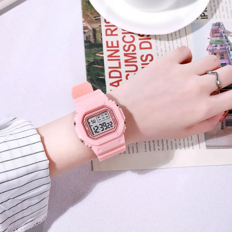 Fashion Men Women Watches Gold Casual Transparent Digital Sport Watch Lover's Gift Clock Children Kid's Wristwatch Female Clock