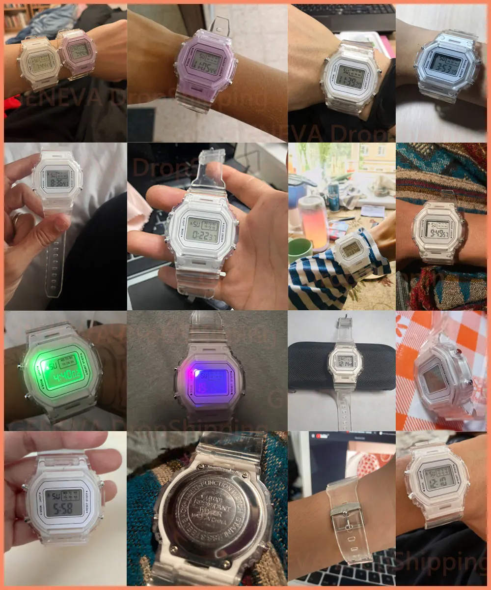 Fashion Men Women Watches Gold Casual Transparent Digital Sport Watch Lover's Gift Clock Children Kid's Wristwatch Female Clock