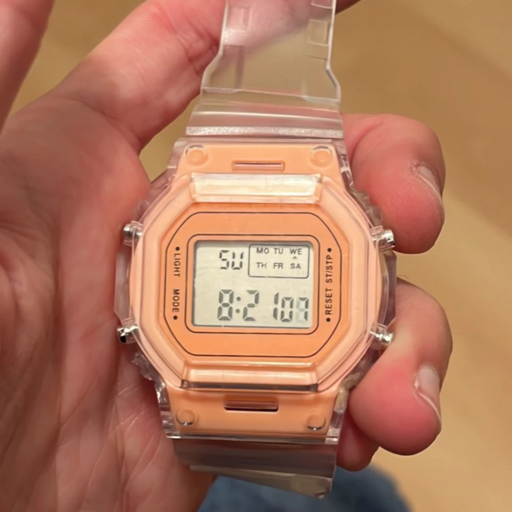Fashion Men Women Watches Gold Casual Transparent Digital Sport Watch Lover's Gift Clock Children Kid's Wristwatch Female Clock