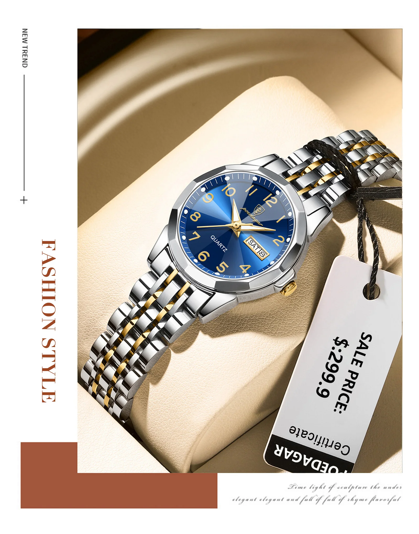 POEDAGAR Luxury Ladies Wristwatch Waterproof Luminous Date Week Women Quartz Watch Stainless Steel Women‘s Watches Female Reloj