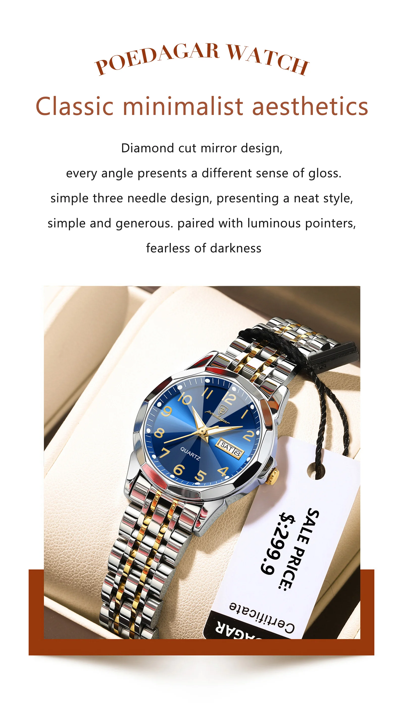 POEDAGAR Luxury Ladies Wristwatch Waterproof Luminous Date Week Women Quartz Watch Stainless Steel Women‘s Watches Female Reloj
