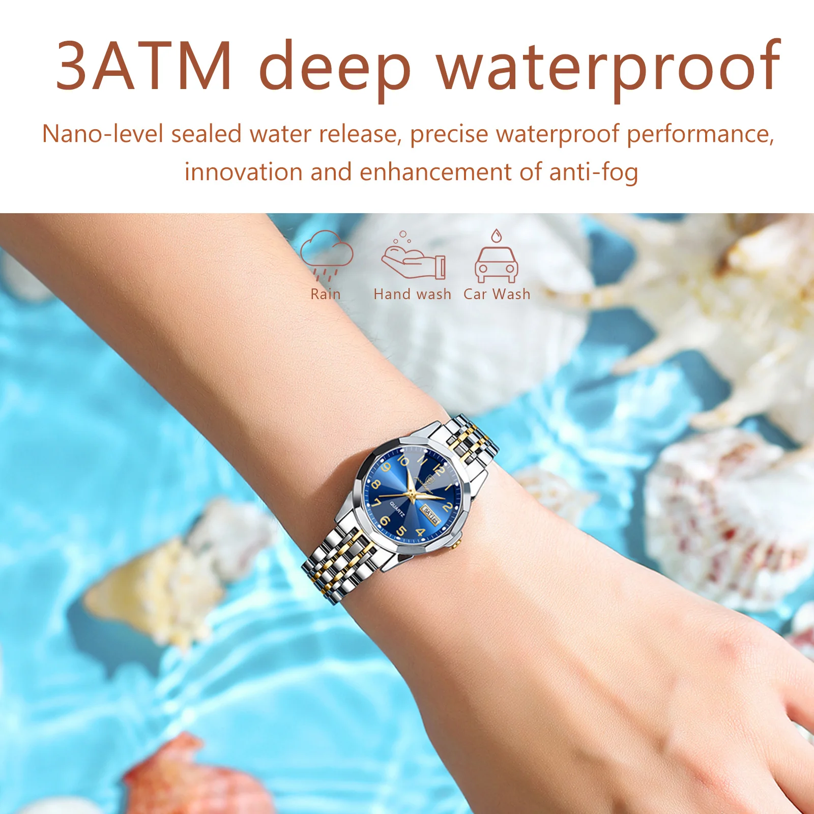 Alternative view of POEDAGAR Luxury Ladies Wristwatch Waterproof Luminous Date Week Women Quartz Watch Stainless Steel Women‘s Watches Female Reloj