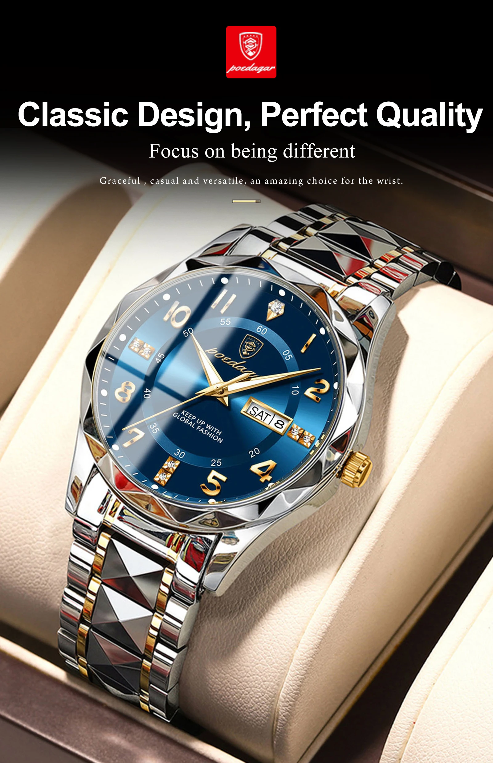 POEDAGAR Luxury Men Quartz Watch Waterproof Date Week Luminous Wristwatch Stainless Steel Men's Watches Male Clock Sports Reloj POEDAGAR Luxury Men Quartz Watch Waterproof Date Week Luminous Wristwatch Stainless Steel Men's Watches Male Clock Sports Reloj