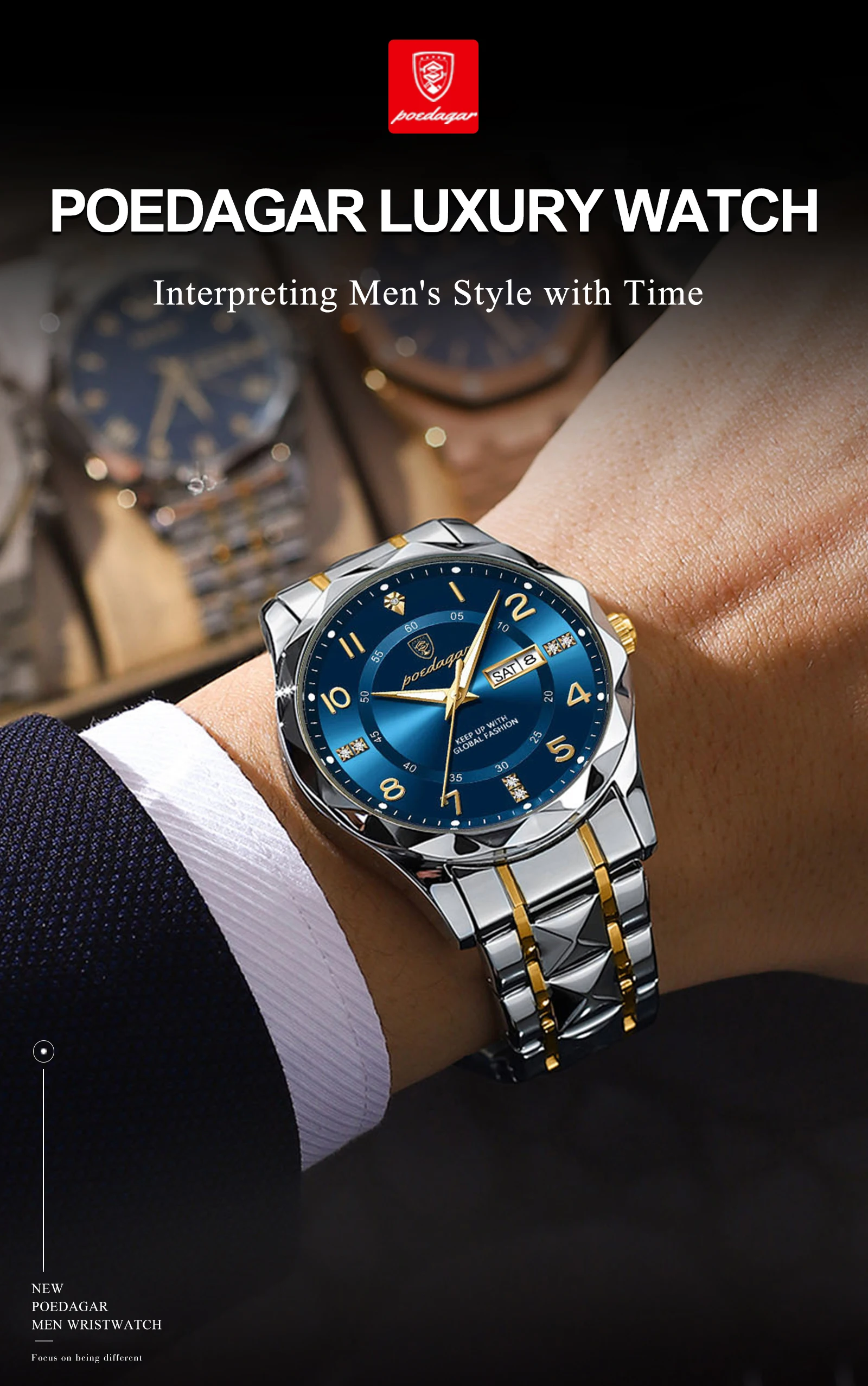 POEDAGAR Luxury Men Quartz Watch Waterproof Date Week Luminous Wristwatch Stainless Steel Men's Watches Male Clock Sports Reloj POEDAGAR Luxury Men Quartz Watch Waterproof Date Week Luminous Wristwatch Stainless Steel Men's Watches Male Clock Sports Reloj