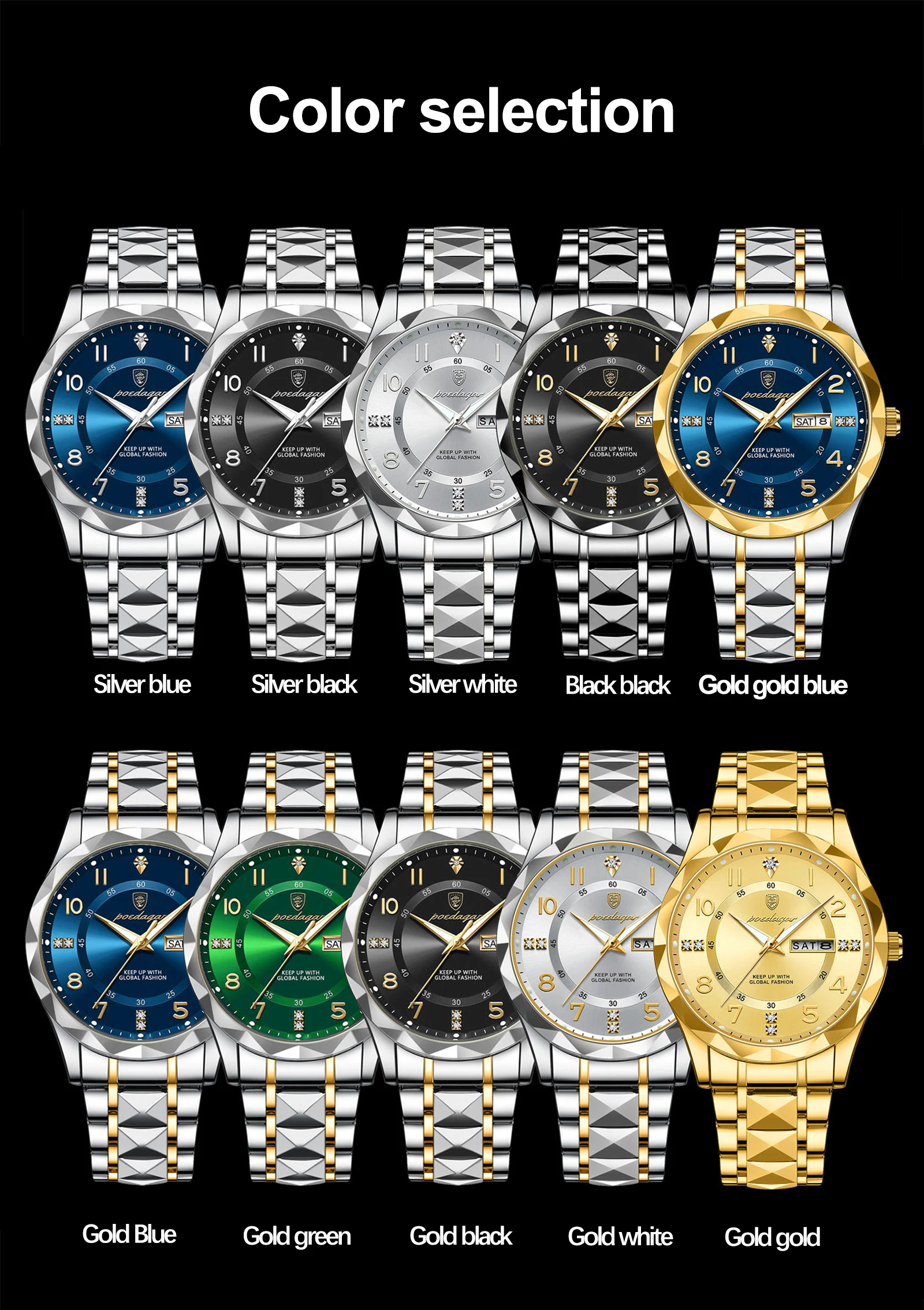 POEDAGAR Luxury Men Quartz Watch Waterproof Date Week Luminous Wristwatch Stainless Steel Men's Watches Male Clock Sports Reloj POEDAGAR Luxury Men Quartz Watch Waterproof Date Week Luminous Wristwatch Stainless Steel Men's Watches Male Clock Sports Reloj
