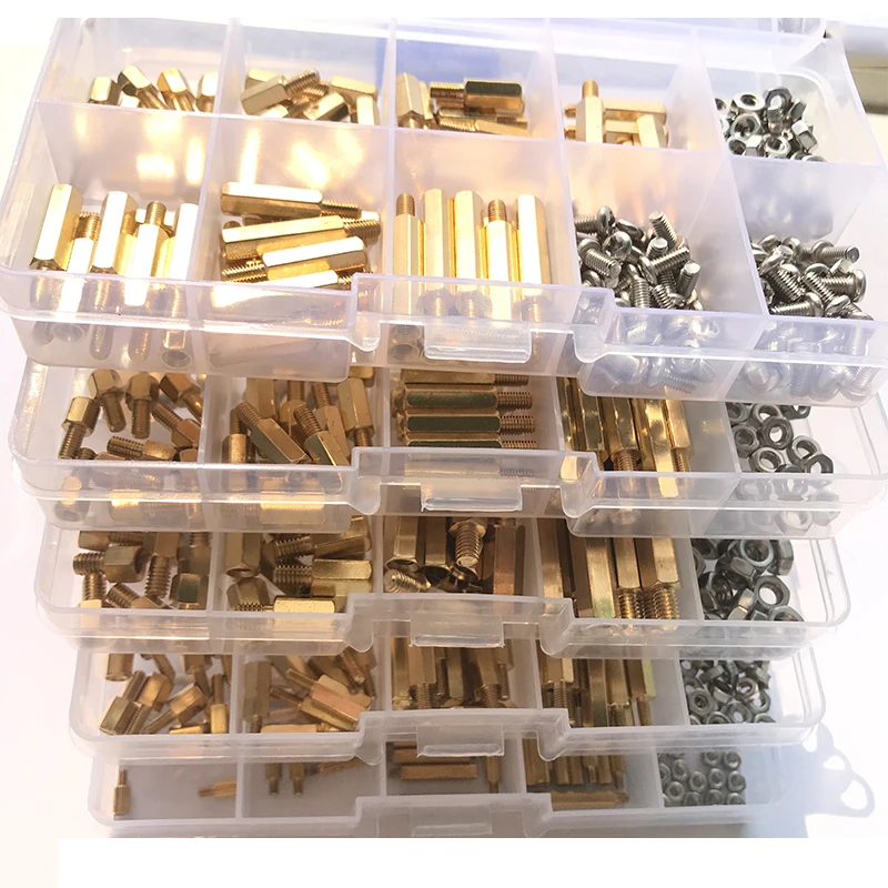 Alternative view of 240~120pcs M2 M2.5 M3 M4 Male Female Brass Hex Column Standoff Support Spacer Pillar Screw Nut For PCB Board Assortment Kit