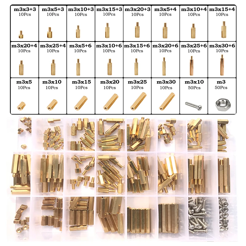 Alternative view of PCB Spacer M2 M2.5 M3 M4 M5 M6 Hex Brass Male Female Standoff Spacer with Screw Nut Kit Thread Pillar Mount Male Female Spacer