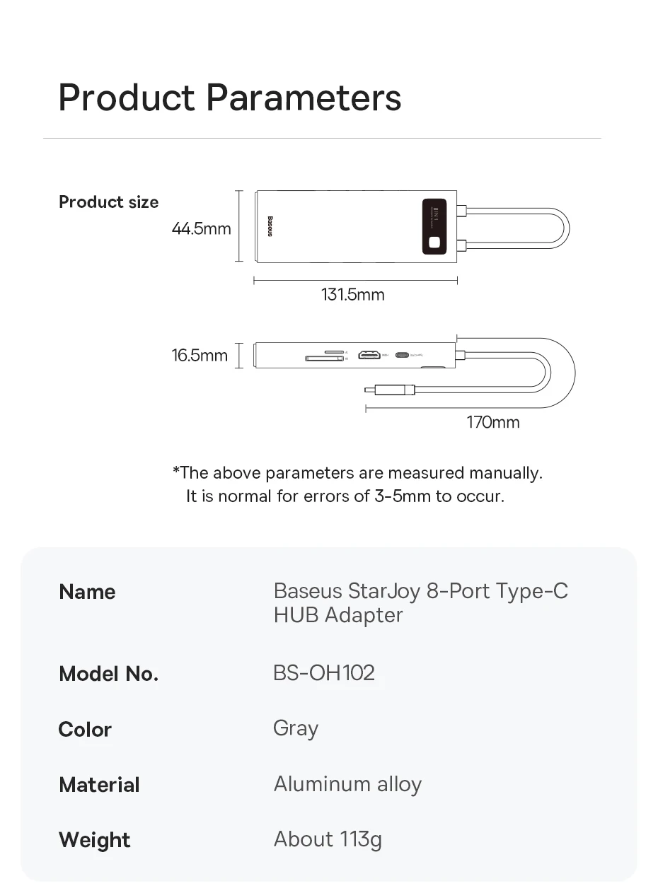 Baseus 4K 60Hz USB C Hub Type C to Ethernet Port PD 100W Adapter for Macbook Pro USB 3.0 Hub Laptop Tablet Accessories