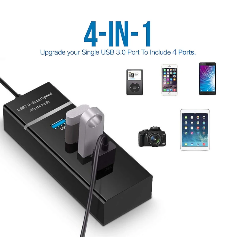 Alternative view of USB 3.0 5Gbps High Speed USB Hub 3 0 4 Ports For PC Computer Docking Station Adapter Splitter for Hard Drives Mouse Keyboard