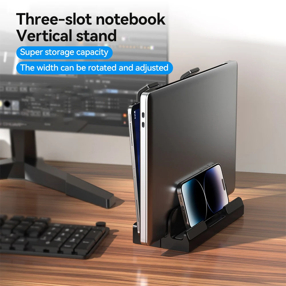 Alternative view of Foldable Laptop Stand Notebook Computer Holder Accessories for Macbook iPad Tablet Phone Storable Holder Dual use adjustable