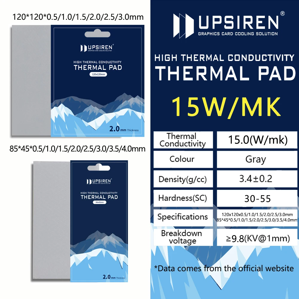Alternative view of UPSIREN Graphics Card Cooling 15W/MK thermal pad Heat Dissipation Silicone Pad CPU/GPU Graphics Card Thermal Pad Motherboard