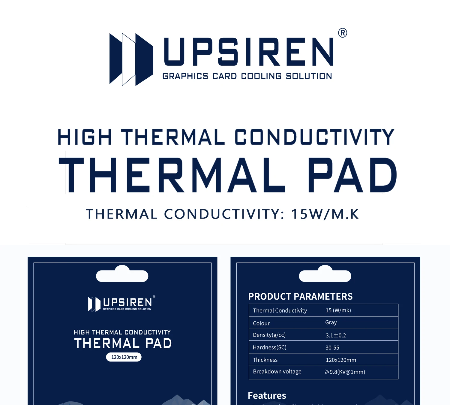 UPSIREN Graphics Card Cooling 15W/MK thermal pad Heat Dissipation Silicone Pad CPU/GPU Graphics Card Thermal Pad Motherboard