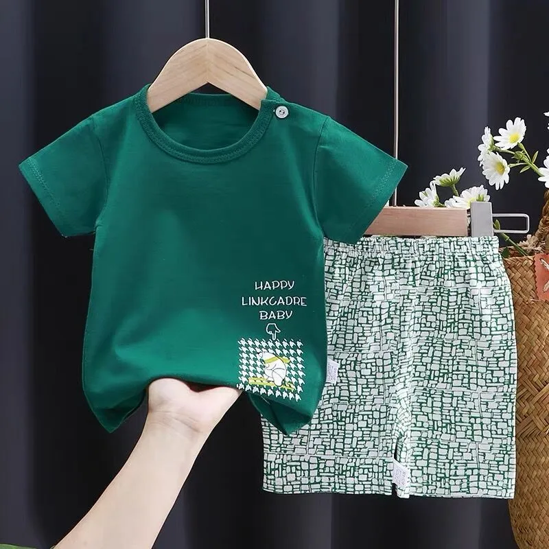 Casual Fashion Tshirt+Shorts 2 Piece/Set For Boys Child Crewneck Tops Hot Selling Summer Clothes Baby Short Sleeve Tracksuits