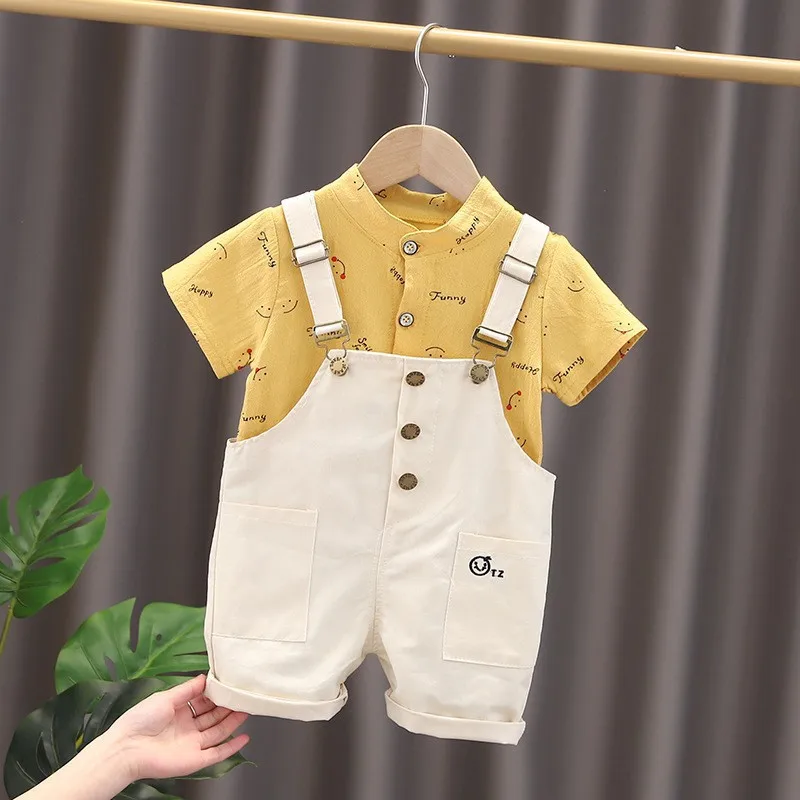 Alternative view of New Summer Baby Boys Clothes Suit Children Girls Fashion T-Shirt Overalls 2Pcs/Set Toddler Casual Costume Kids Tracksuits