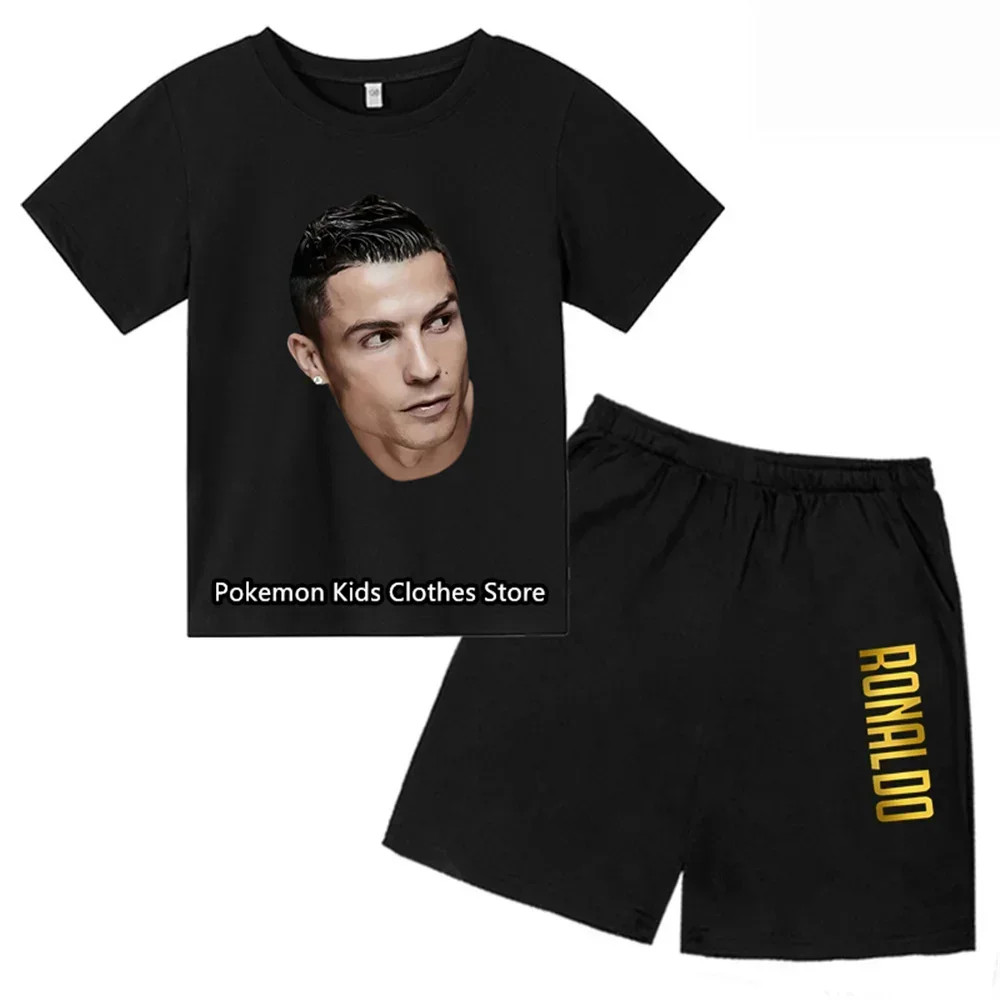 Ronaldo Tshirt Set Kids Summer Children Clothing Baby Boy Clothes Children Sports Short Sleeve Fashion Ronaldo Jersey for Kids