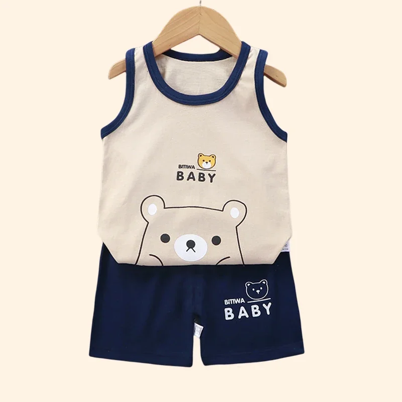 Alternative view of Children Sets Kids Clothes Boys Girls Vest Suit  Summer Children's Clothing baby Cotton T-Shirts Shorts Tank Top Sleeveless