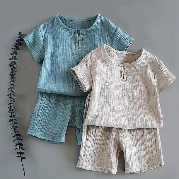 Alternative view of 1 to 5 Years 2PCS/Set Cotton And Linen Retro Kids Children Clothes Suits Boys Girls Clothing Sets 2023 Summer Baby Girls Clothes