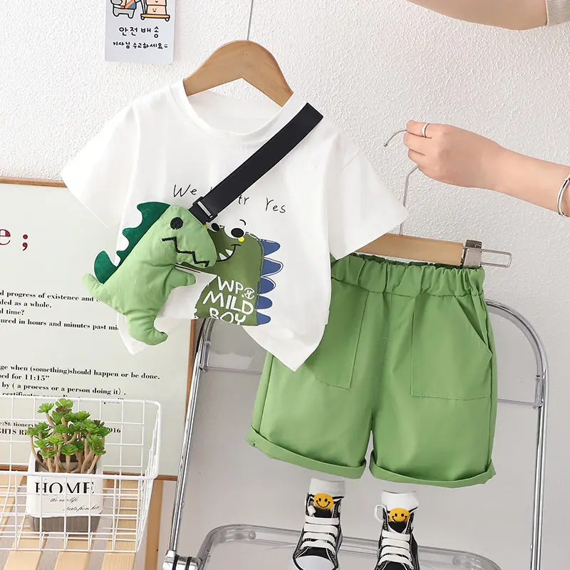 Alternative view of Summer Casual Newborn Baby Boys Toddler Big Dinosaure Short Sleeve Tops Pants 2Pcs/set Cotton Kids Outfits Clothing