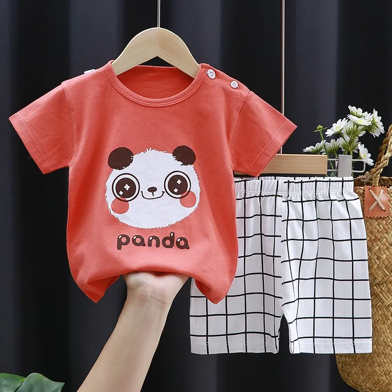 Cartoon Tees Loose Shorts 2 Piece Set New Toddler Print TShirt Tracksuits Kids Boys Fashion Casual Sports Clothing Outer Wear