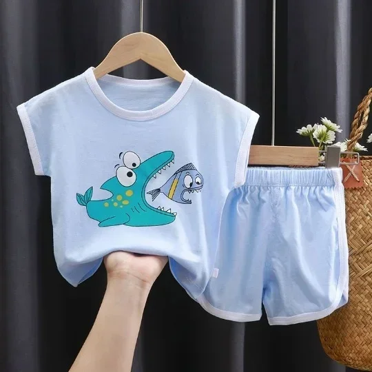 Cotton Baby Sets Leisure Sports Boy T-shirt + Shorts Sets Toddler Clothing Baby Boy Clothes  Summer New Kids Casual Pajamas