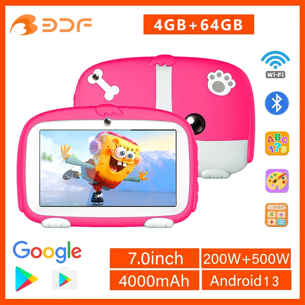 New 7 Inch Android 13 Learning Education Kids Tablets Quad Core 4GB RAM 64GB ROM Cheap Simple Children's favorite Tablet Pc
