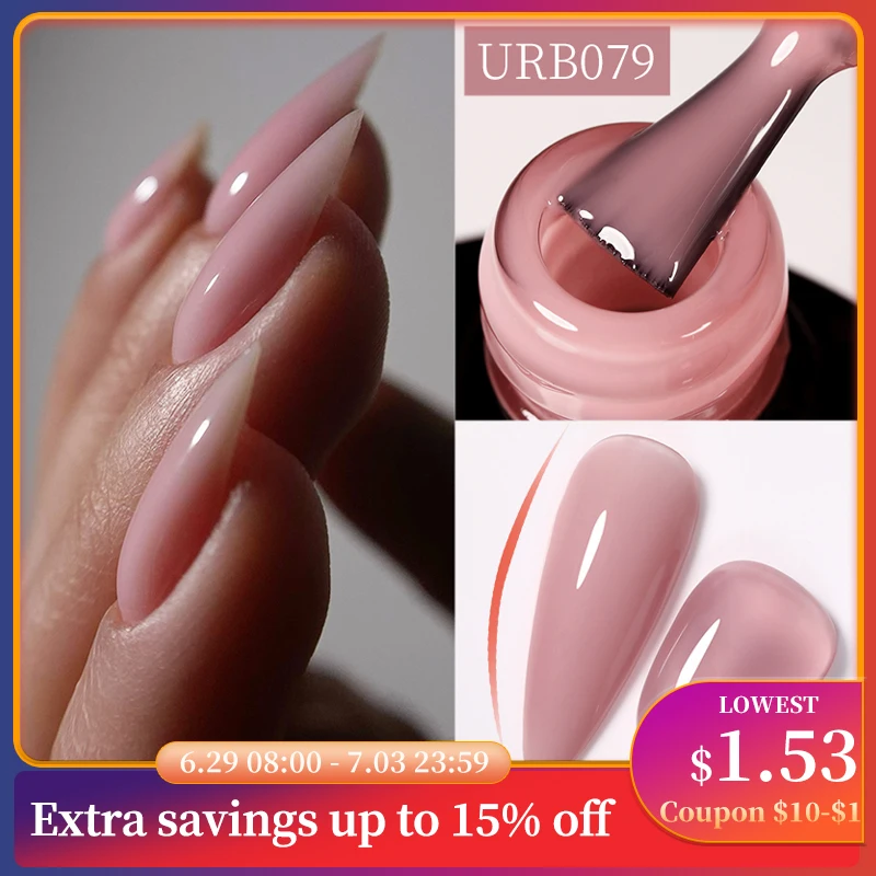 UR SUGAR 7ml Nude Crystal Rubber Base Gel Natural Color Semi Permanent Soak off UV LED Gel Nail Art Varnish