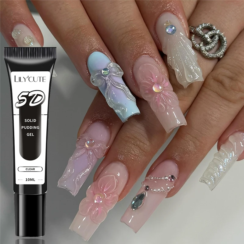 LILYCUTE 5D Solid Pudding Emboss Liner Gel Nail Polish Korean-style Painting Texture Modeling Stereoscopic Shaping Nail Art Gel