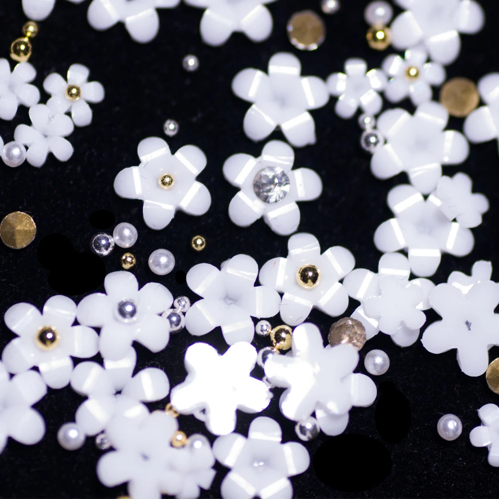 Hot Selling 6 Grids Macaron 3D Resin Five-petal Flowers Nail Art Deaoration Mixed Small Nail Ball/Crystal/Flamer Accessories Hot Selling 6 Grids Macaron 3D Resin Five-petal Flowers Nail Art Deaoration Mixed Small Nail Ball/Crystal/Flamer Accessories