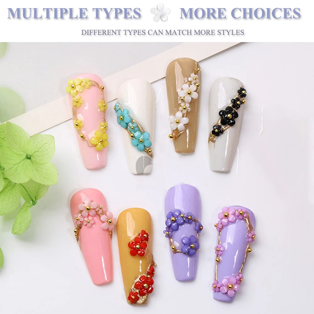 Hot Selling 6 Grids Macaron 3D Resin Five-petal Flowers Nail Art Deaoration Mixed Small Nail Ball/Crystal/Flamer Accessories Hot Selling 6 Grids Macaron 3D Resin Five-petal Flowers Nail Art Deaoration Mixed Small Nail Ball/Crystal/Flamer Accessories