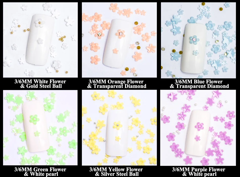 Hot Selling 6 Grids Macaron 3D Resin Five-petal Flowers Nail Art Deaoration Mixed Small Nail Ball/Crystal/Flamer Accessories Hot Selling 6 Grids Macaron 3D Resin Five-petal Flowers Nail Art Deaoration Mixed Small Nail Ball/Crystal/Flamer Accessories