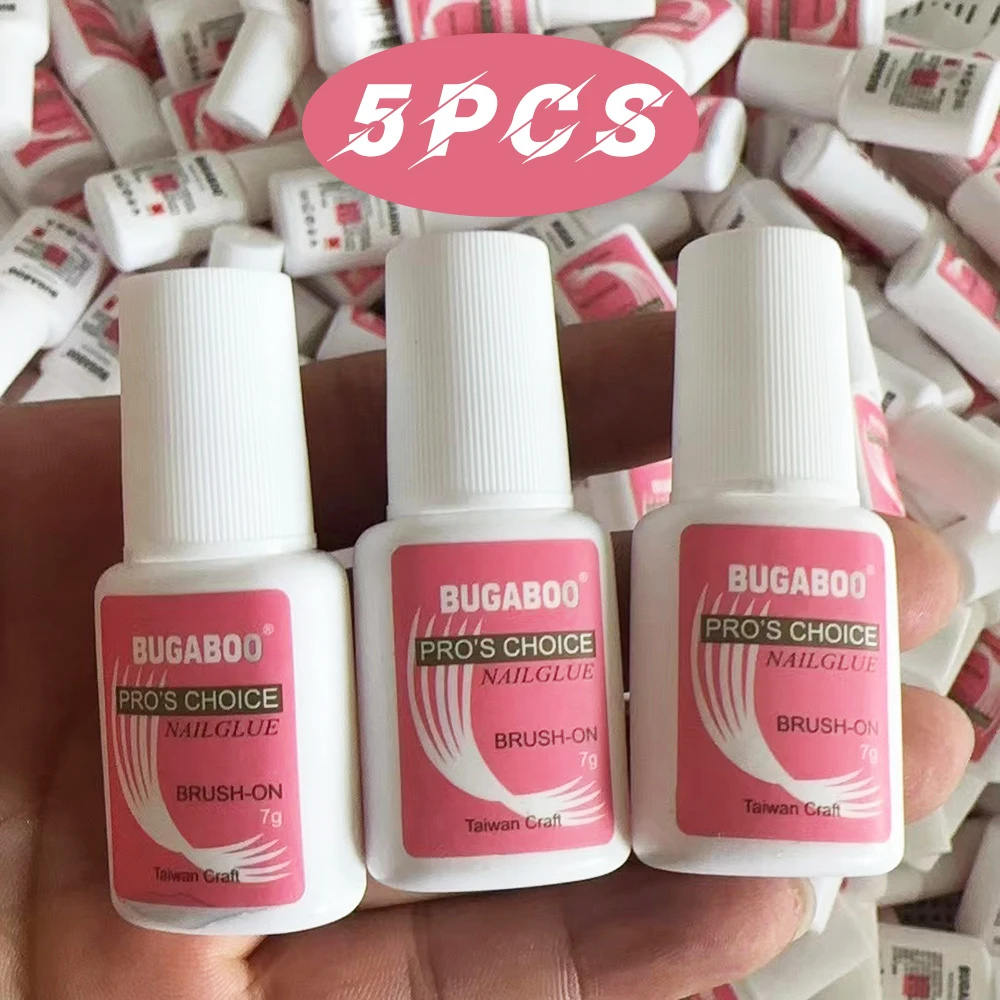 5PCS Quick Drying Nail Glue Super Strong Nail Rhinestones Glue for Acrylic Fake Tips Nail Gel Glue Manicure Tools (7g/bottle)