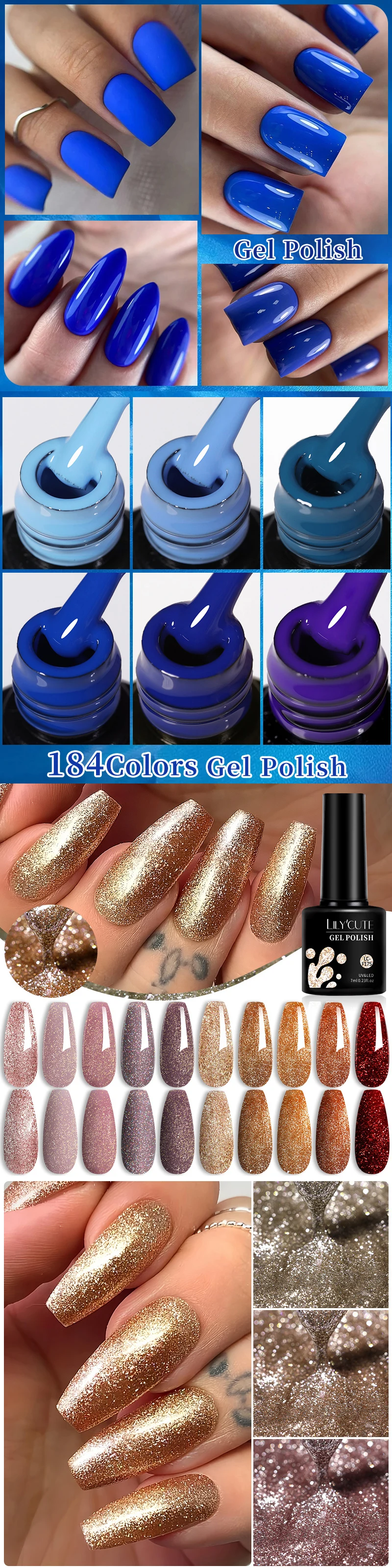 LILYCUTE Pink Glitter Sequin Gel Nail Polish Autumn Gold Laser Sparkling Effect Manicure Semi-permanent Nail Art UV Gel Varnish LILYCUTE Pink Glitter Sequin Gel Nail Polish Autumn Gold Laser Sparkling Effect Manicure Semi-permanent Nail Art UV Gel Varnish